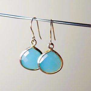 Hand Crafted Natural Varicite Gemstone Earrings, Blue/Green